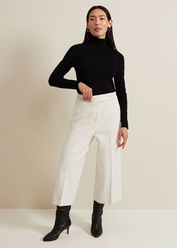 Phase Eight Ripley Boucle Culotte Trousers White Canada | IYOAGJ-347